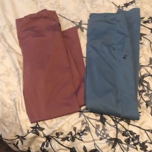 2 pair Blue & Burgundy workout leggings